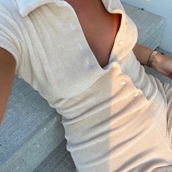 FRANKIES BIKINIS Rose Romper | Sand | XS - Picture 6 of 13